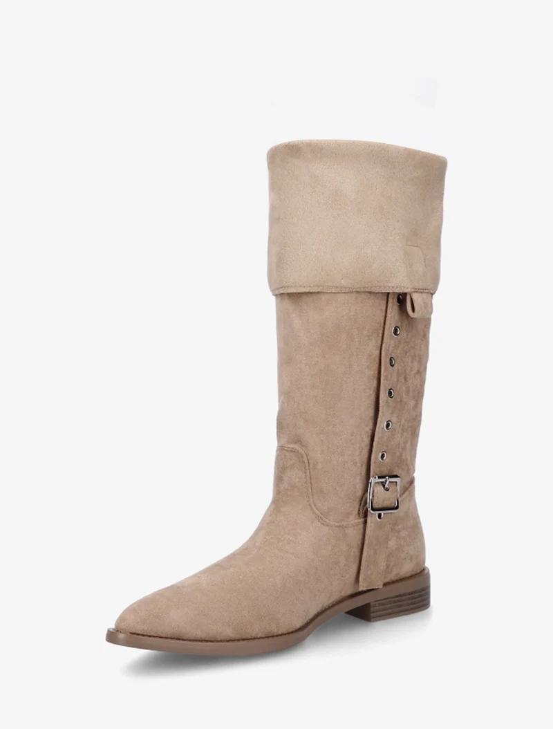 Bottines montantes en suédine à bouts pointus - Taupe