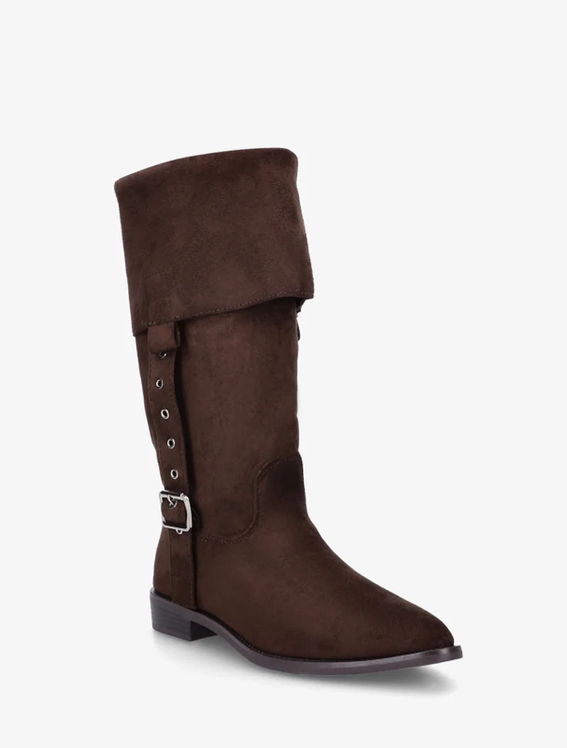 Bottines montantes en suédine à bouts pointus - Marron