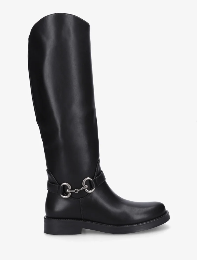 Bottes en simili à boucle métallique fantaisie - Noir