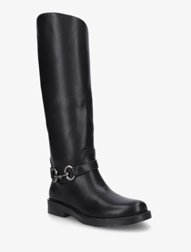 Bottes en simili à boucle métallique fantaisie - Noir