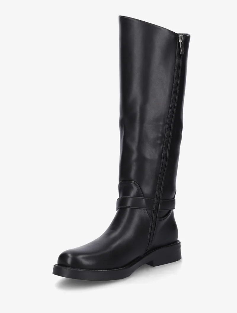 Bottes en simili à boucle métallique fantaisie - Noir