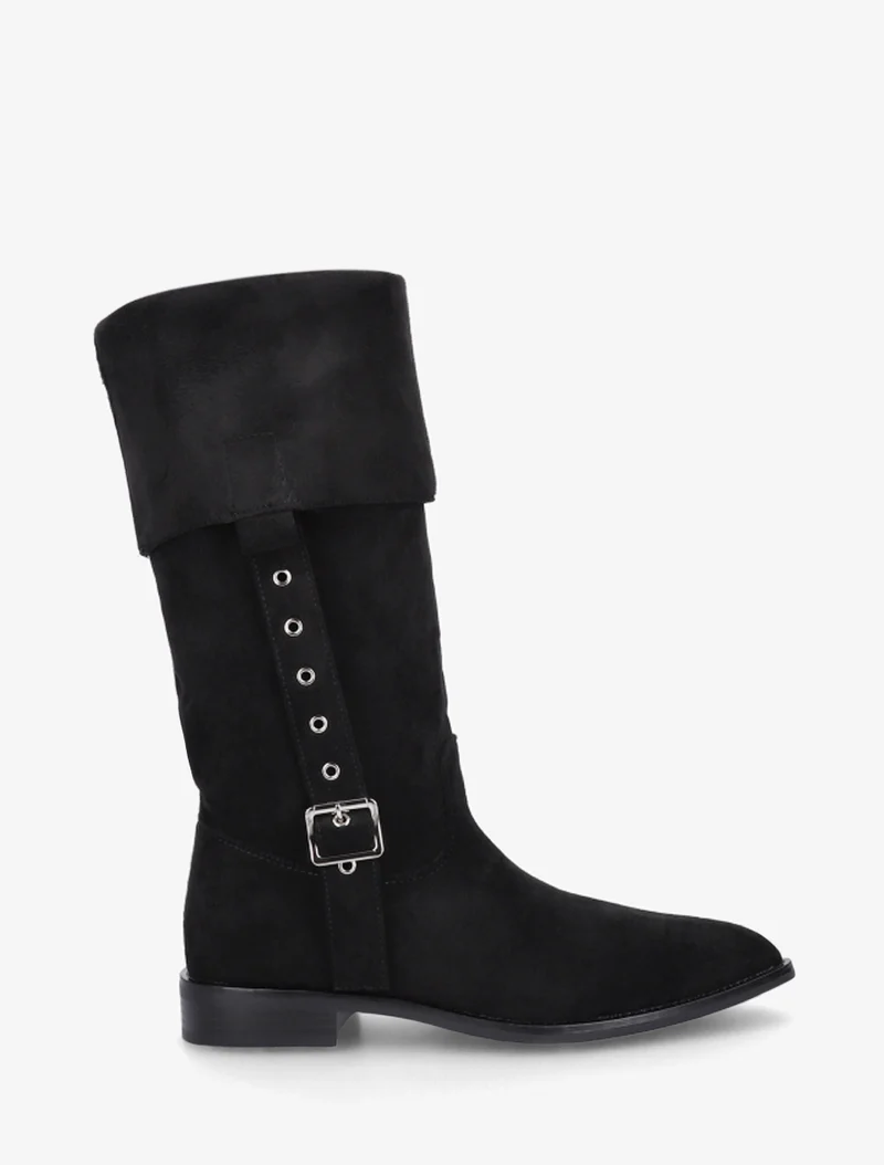 Bottines montantes en suédine à bouts pointus - Noir