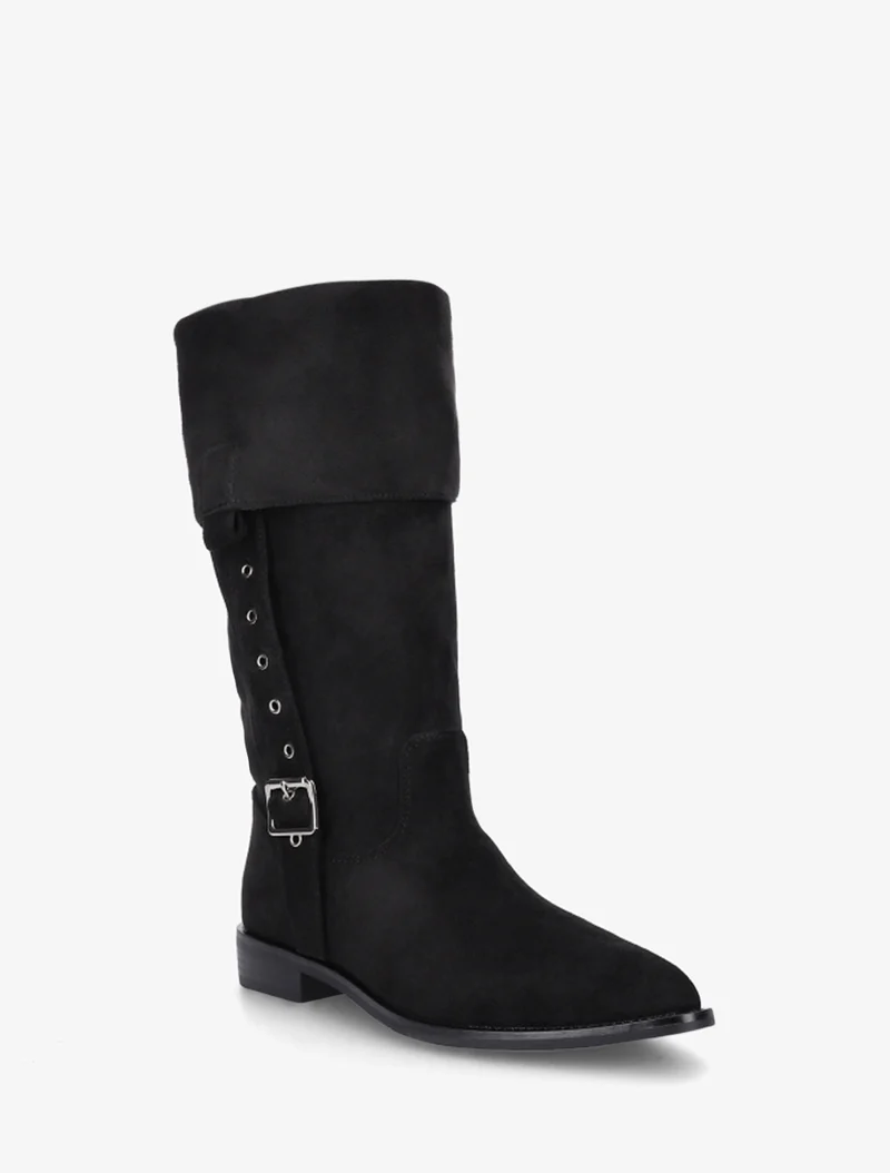 Bottines montantes en suédine à bouts pointus - Noir