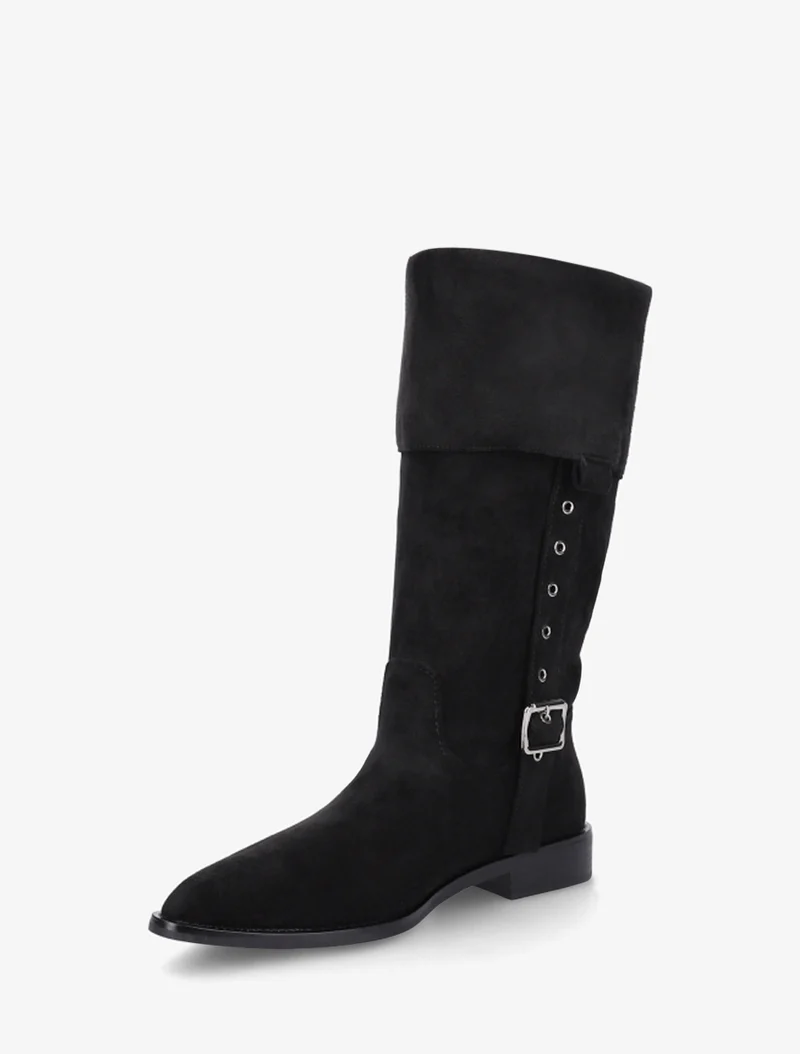 Bottines montantes en suédine à bouts pointus - Noir