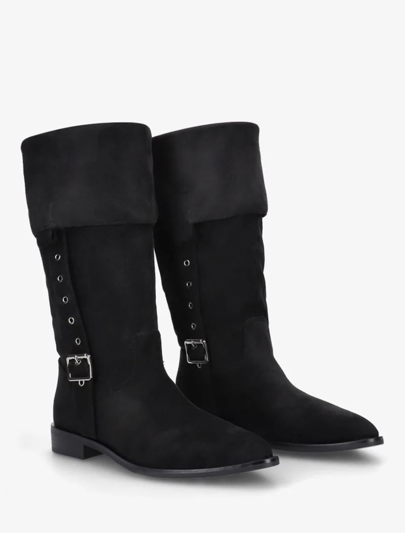 Bottines montantes en suédine à bouts pointus - Noir