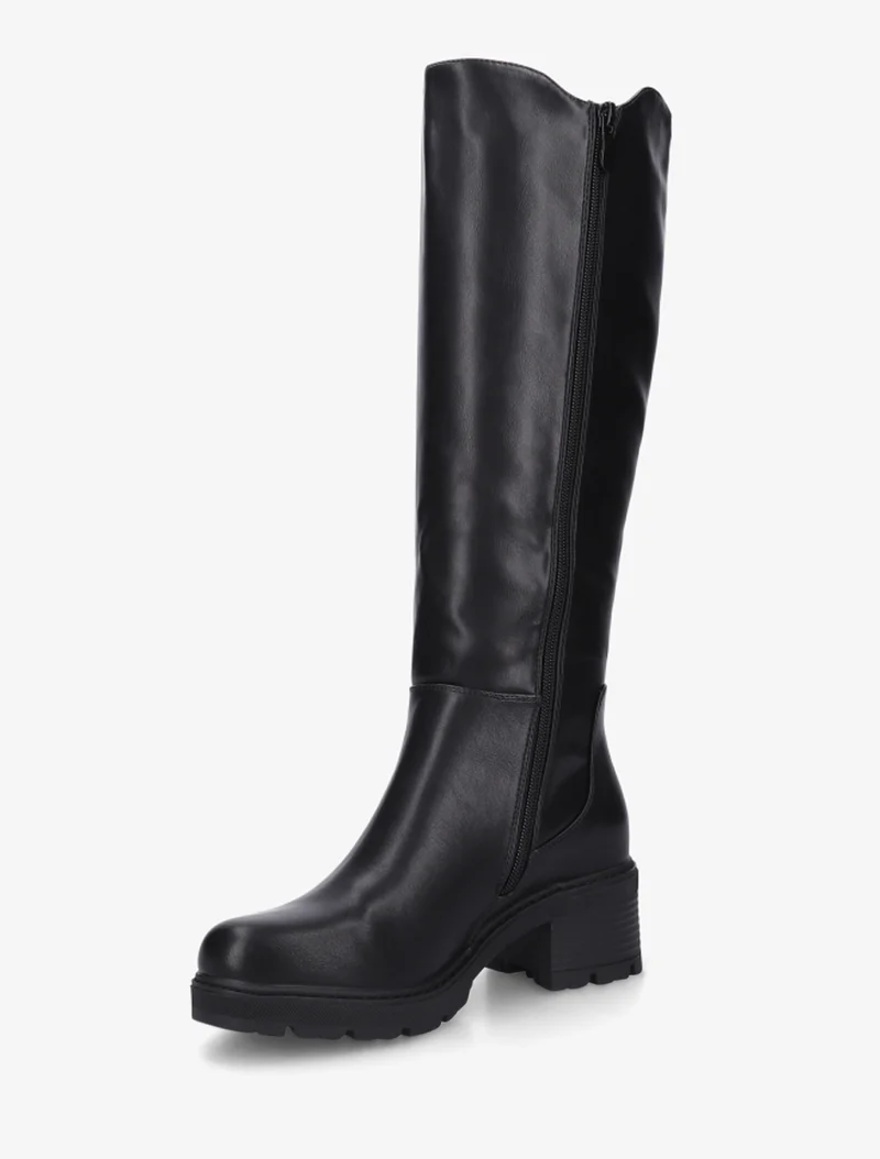 Bottes élastiquées en simili à bout rond - Noir