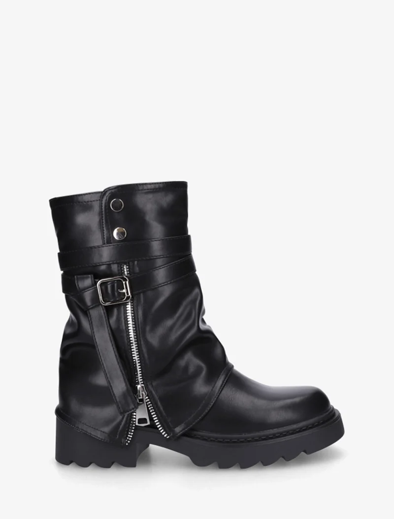 Bottines renversées effet froissé - Noir