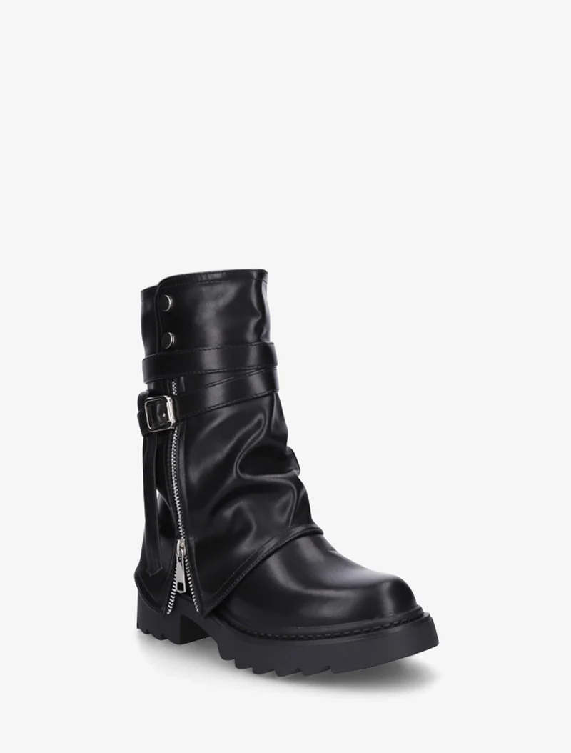 Bottines renversées effet froissé - Noir