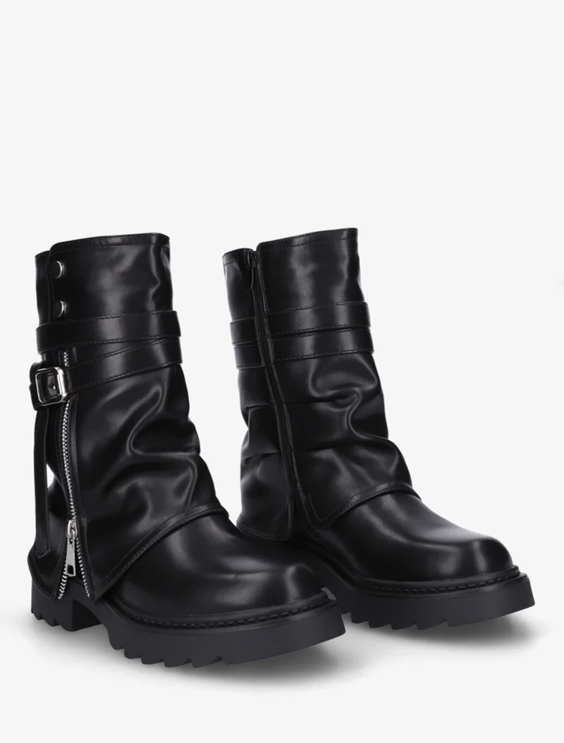 Bottines renversées effet froissé - Noir