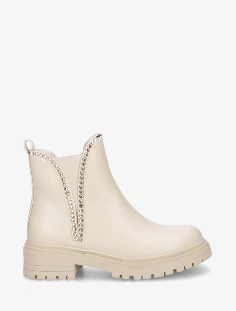 Bottines en simili à strass - Beige