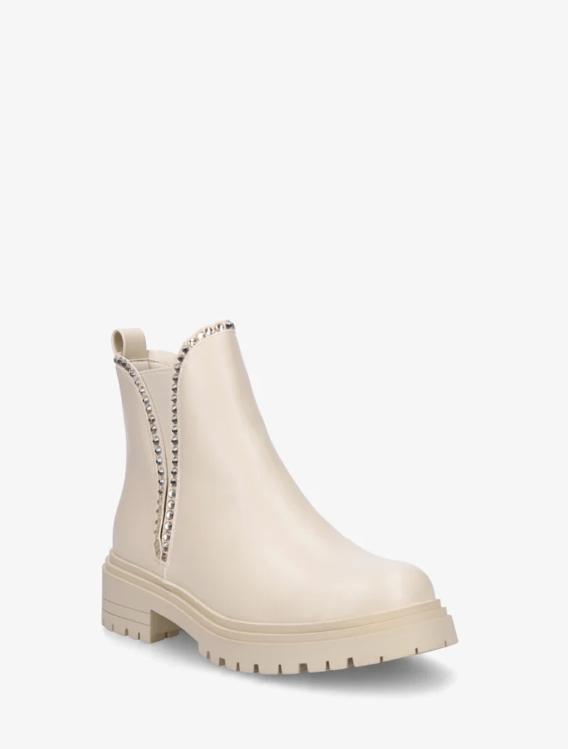 Bottines en simili à strass - Beige