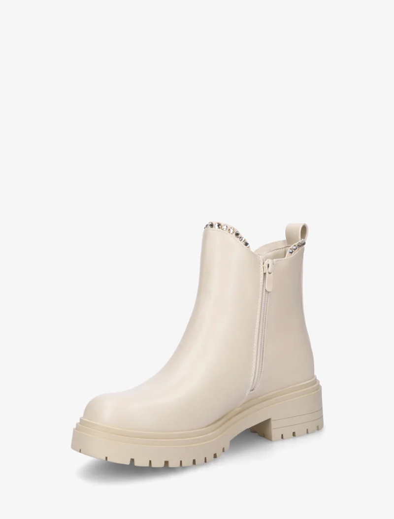 Bottines en simili à strass - Beige