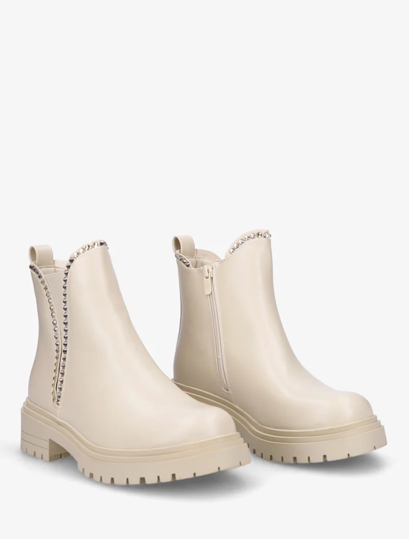 Bottines en simili à strass - Beige