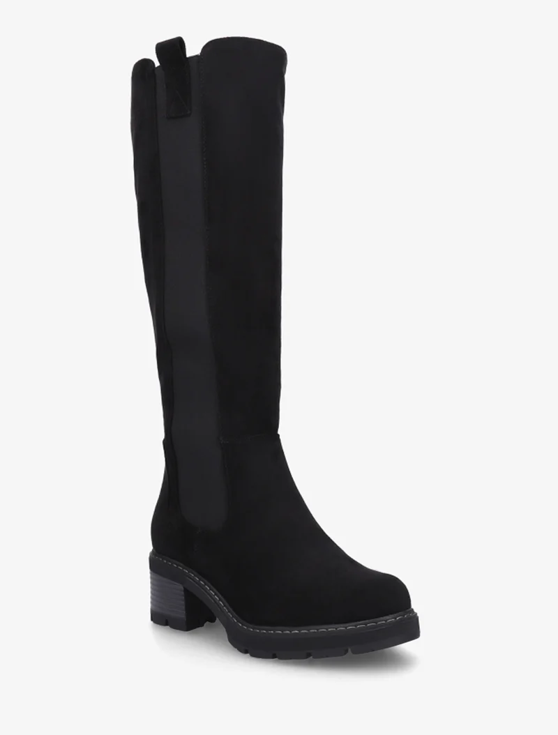 Bottes élastiquées en suédine à bout rond - Noir