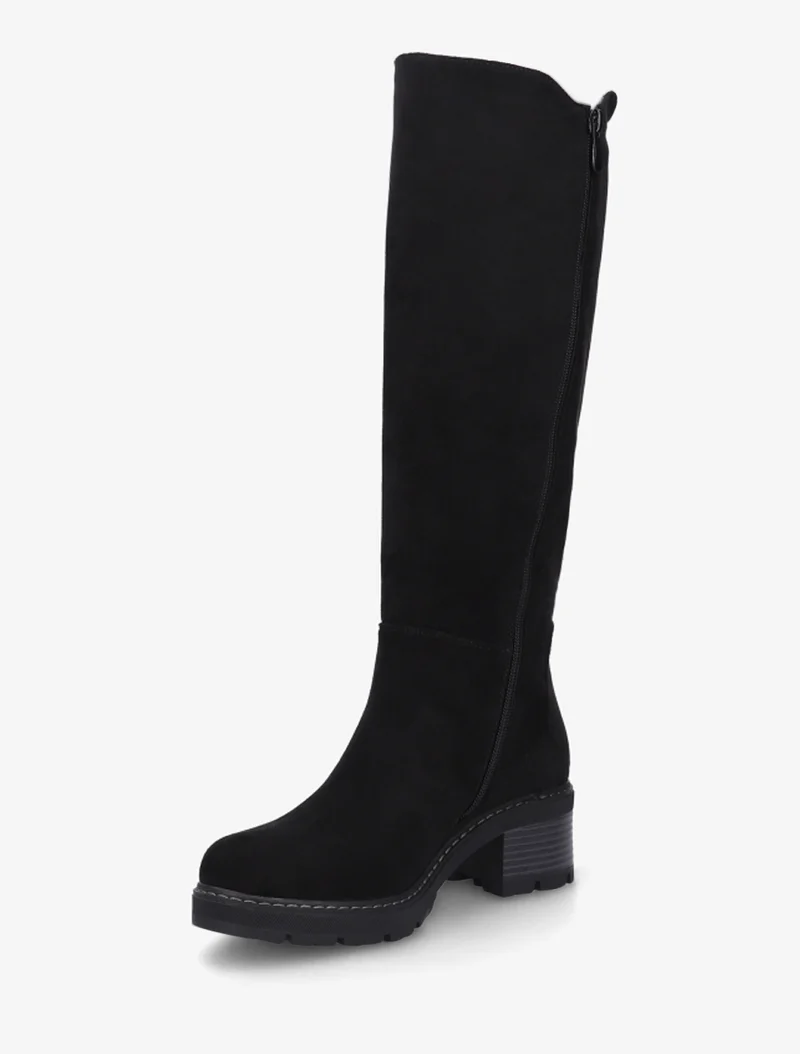 Bottes élastiquées en suédine à bout rond - Noir