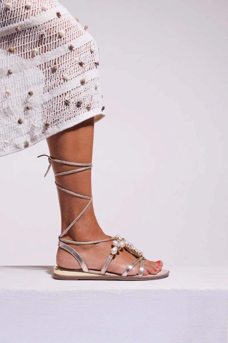 LEATHER PEARL SANDALS JANICE