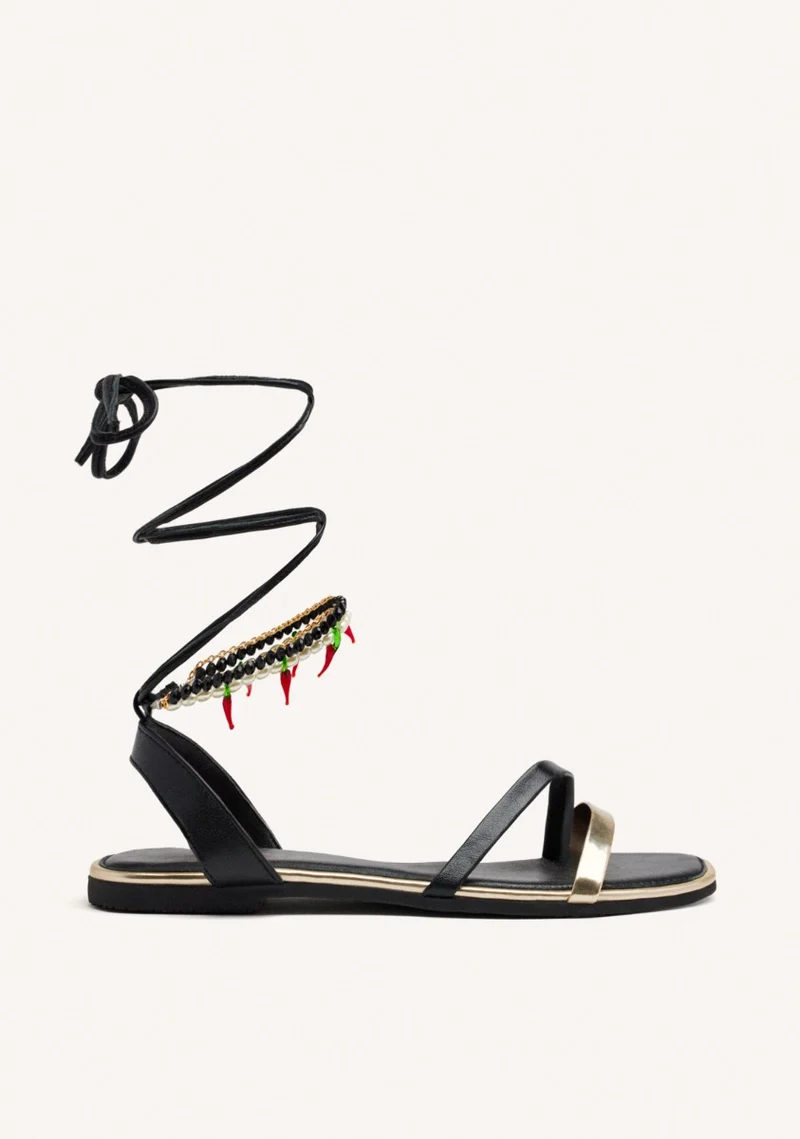 BEADED LEATHER SANDALS MILLIE