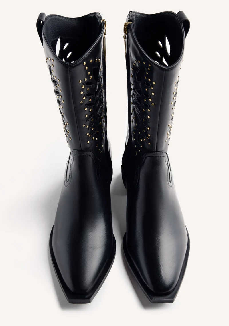 LEATHER ANIMAL PRINTBOY BOOTS TAKABA