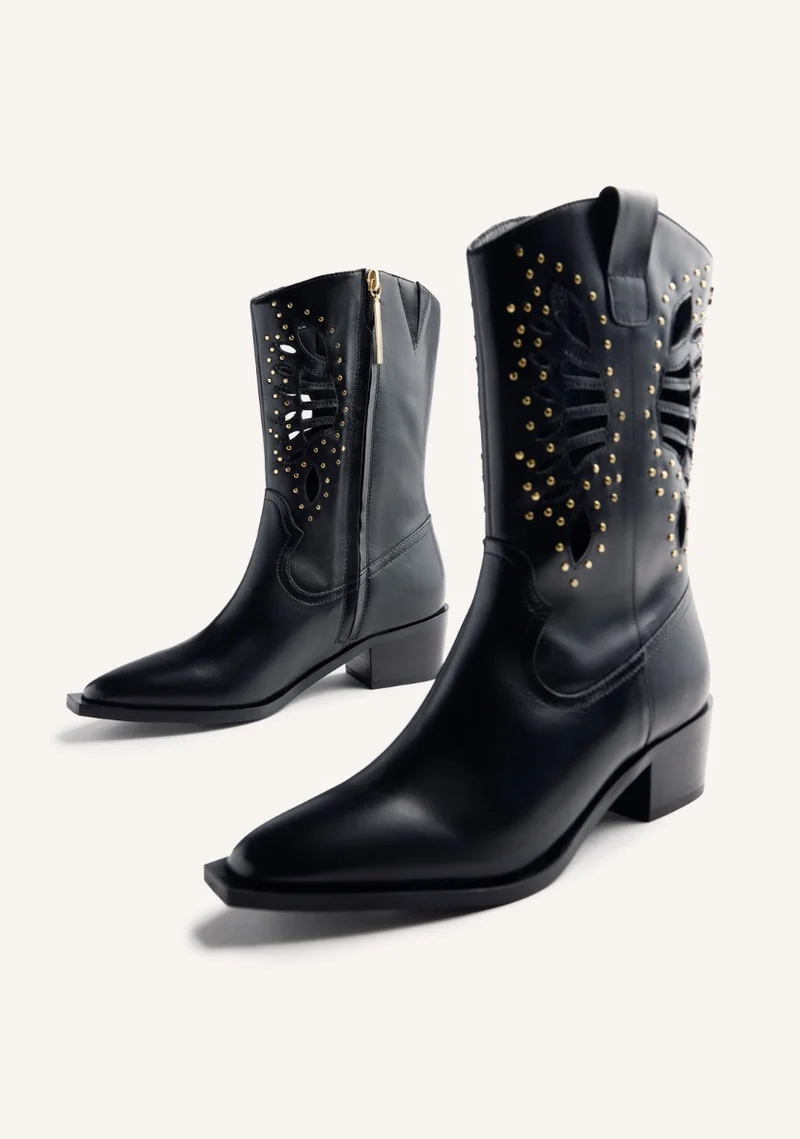 LEATHER ANIMAL PRINTBOY BOOTS TAKABA