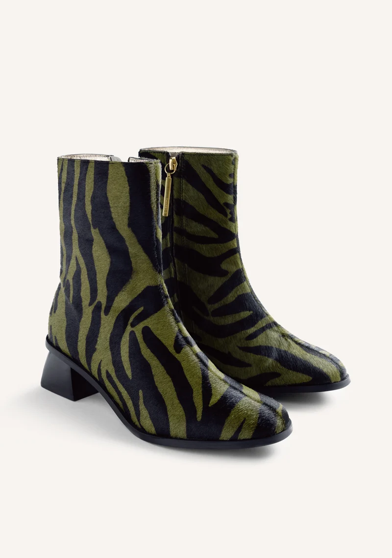 ANIMAL PRINT LEATHER ANKLE BOOTS BY MELYSSA PINTO