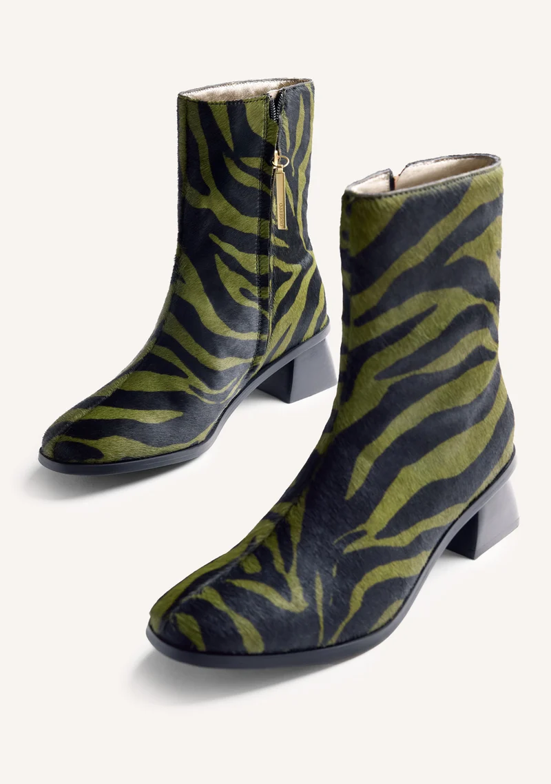 ANIMAL PRINT LEATHER ANKLE BOOTS BY MELYSSA PINTO