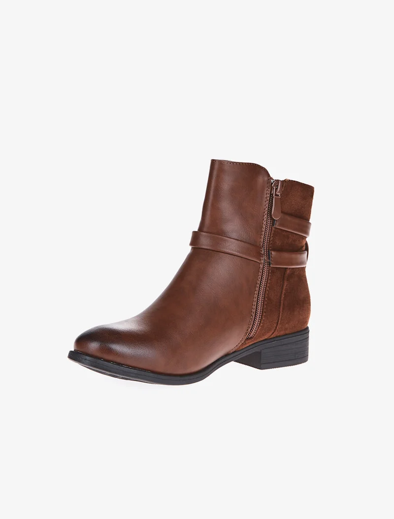 Boots arrière daim et lanières - Camel