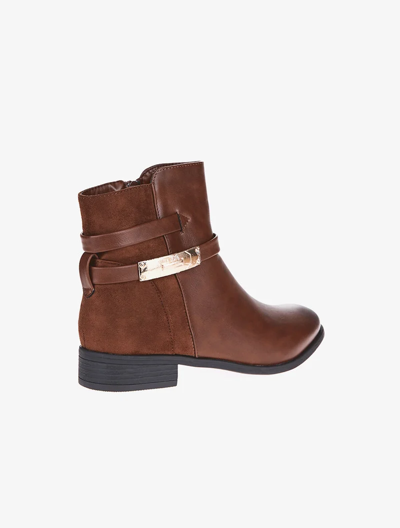 Boots arrière daim et lanières - Camel