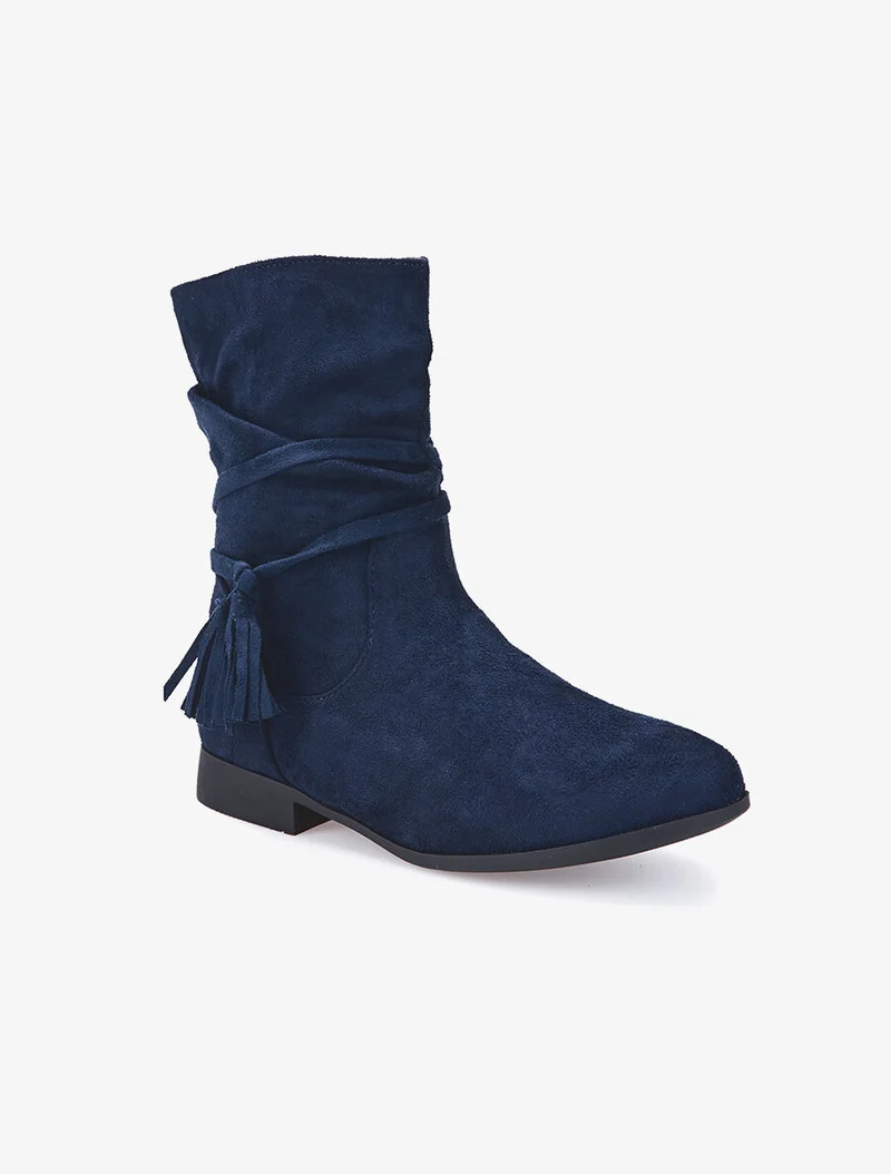 Bottines suédine à lanière simple - Marine