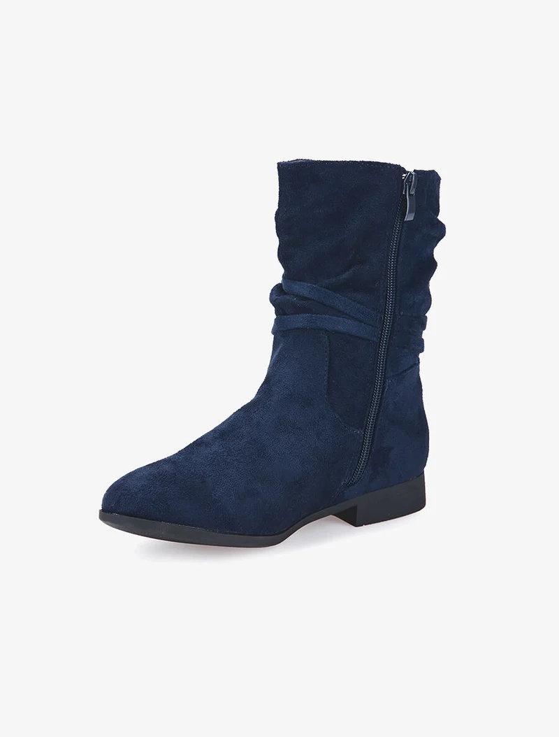 Bottines suédine à lanière simple - Marine