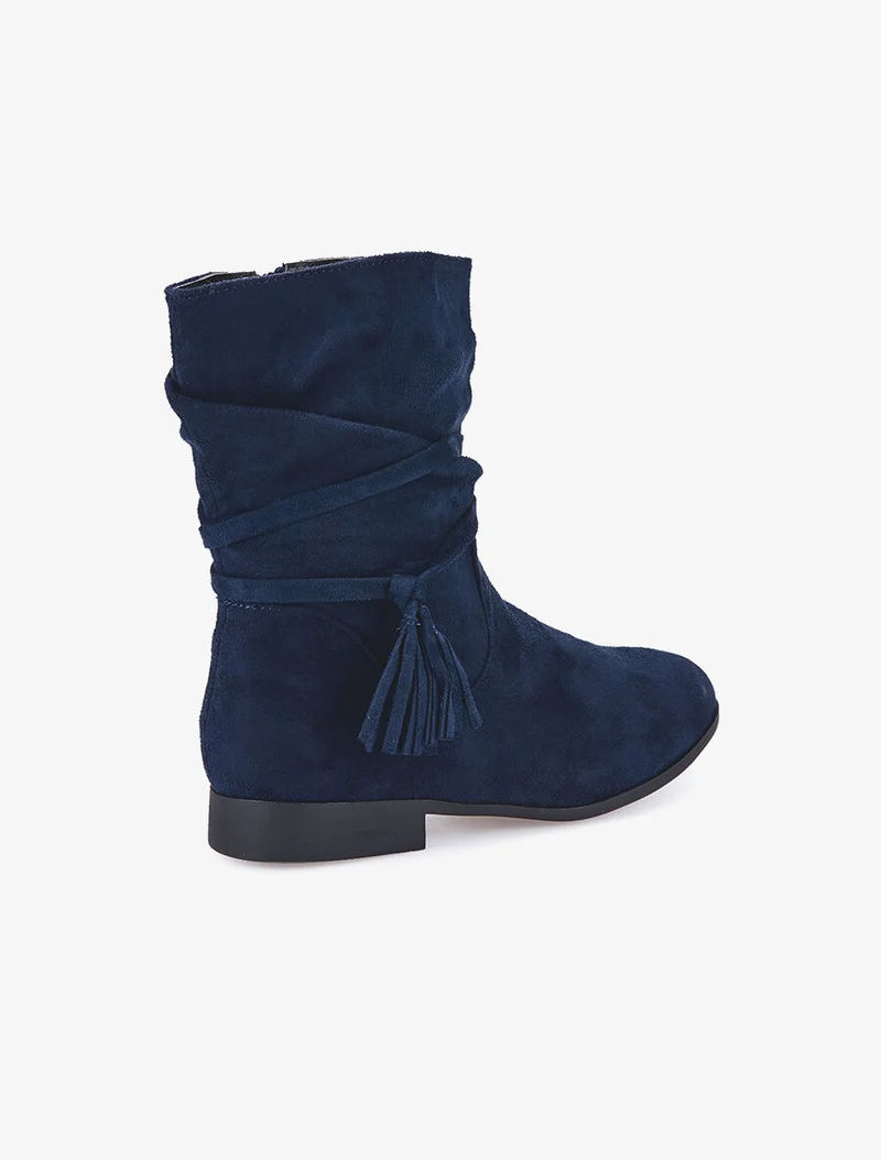 Bottines suédine à lanière simple - Marine