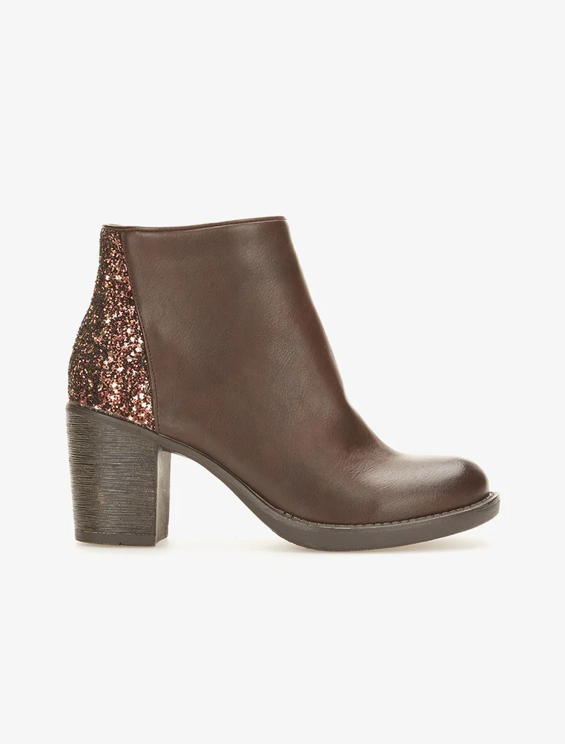 Bottines dos pailletés - Marron