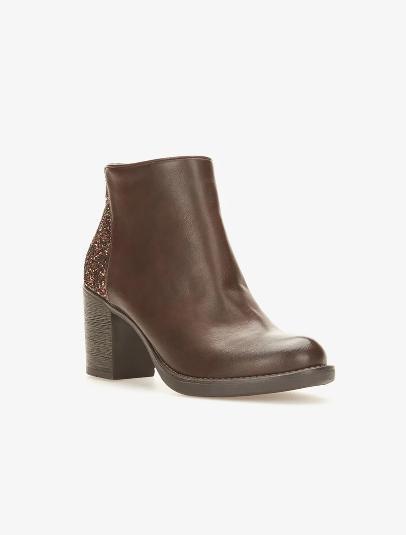 Bottines dos pailletés - Marron