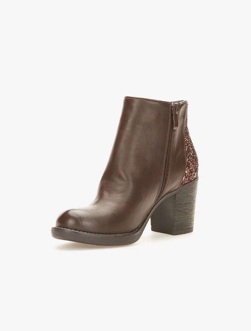 Bottines dos pailletés - Marron