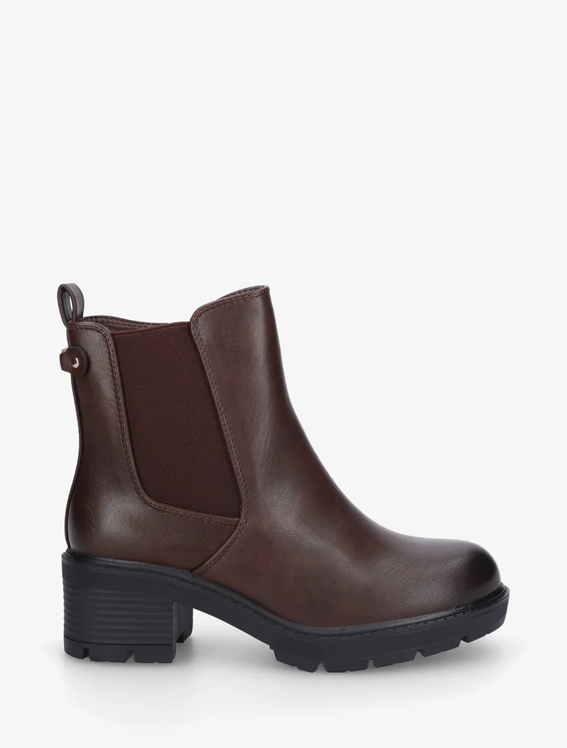 Bottines élastiquées en simili - Marron