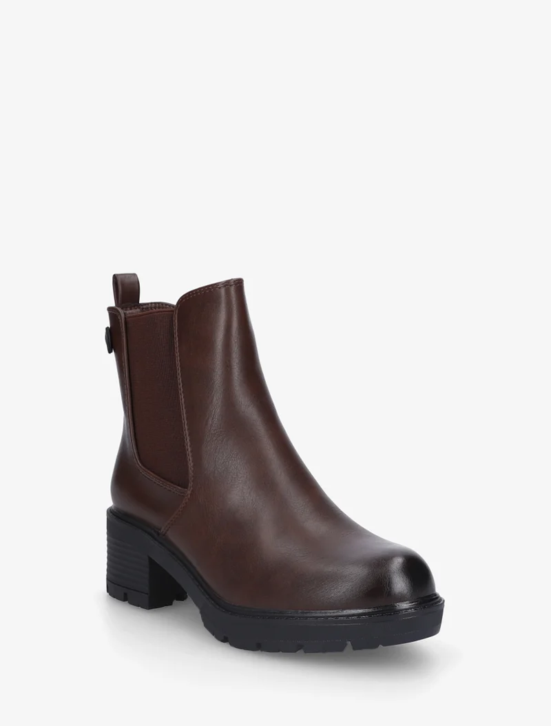 Bottines élastiquées en simili - Marron