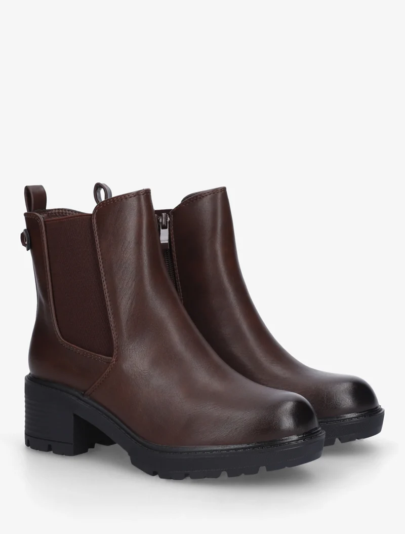 Bottines élastiquées en simili - Marron