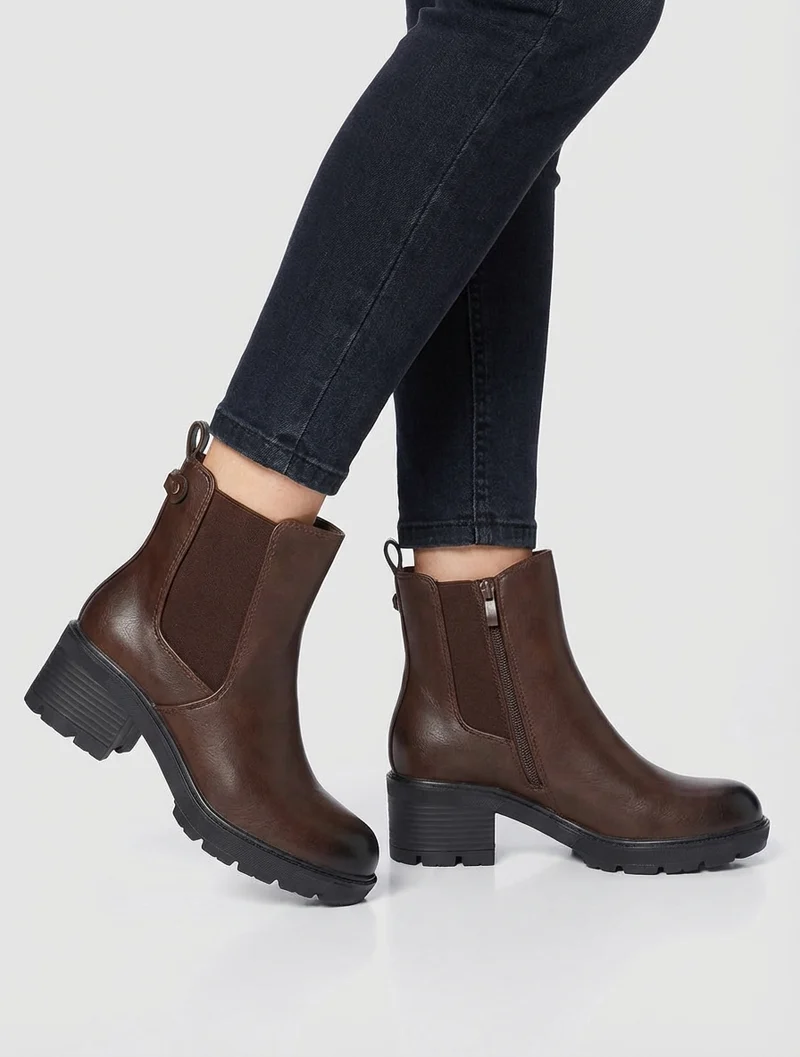 Bottines élastiquées en simili - Marron