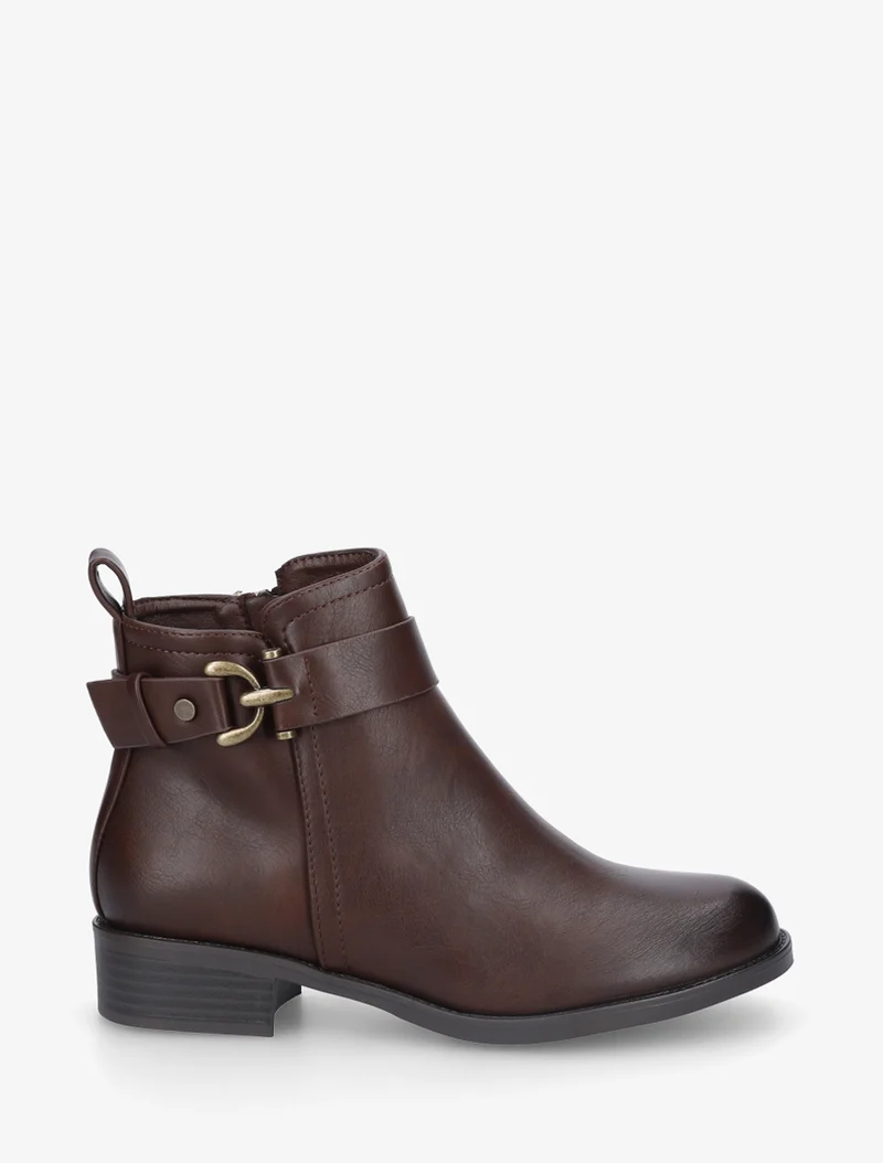 Bottines en simili à boucle décorative - Marron