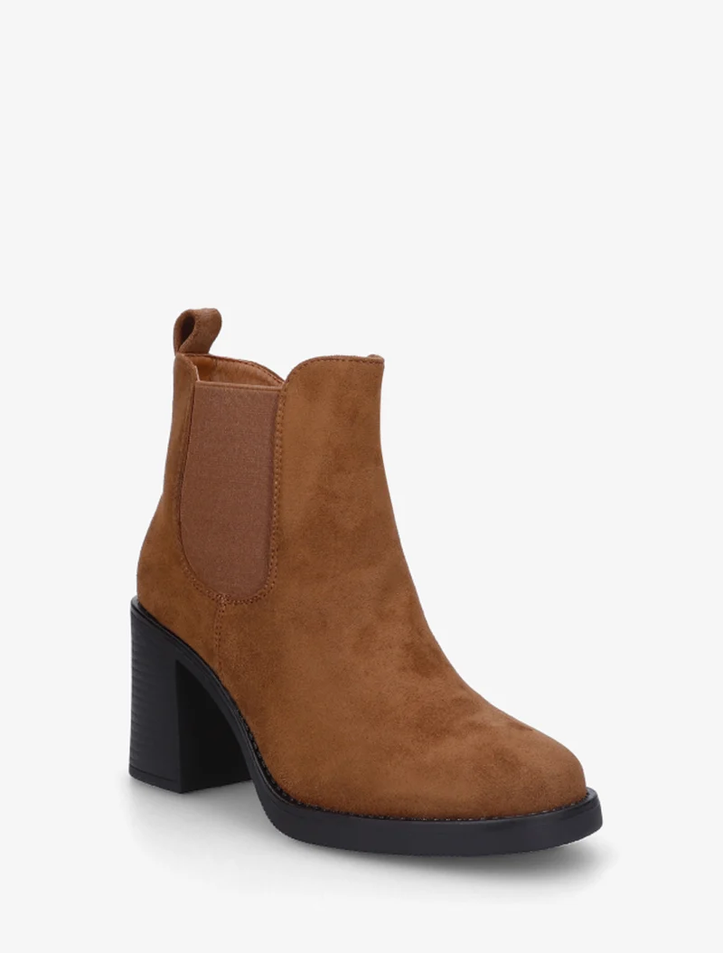 Bottines élastiquées en suédine - Camel
