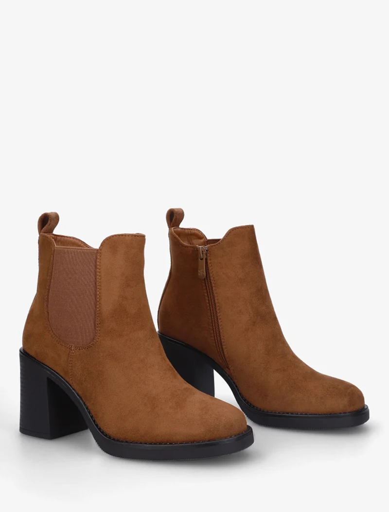 Bottines élastiquées en suédine - Camel