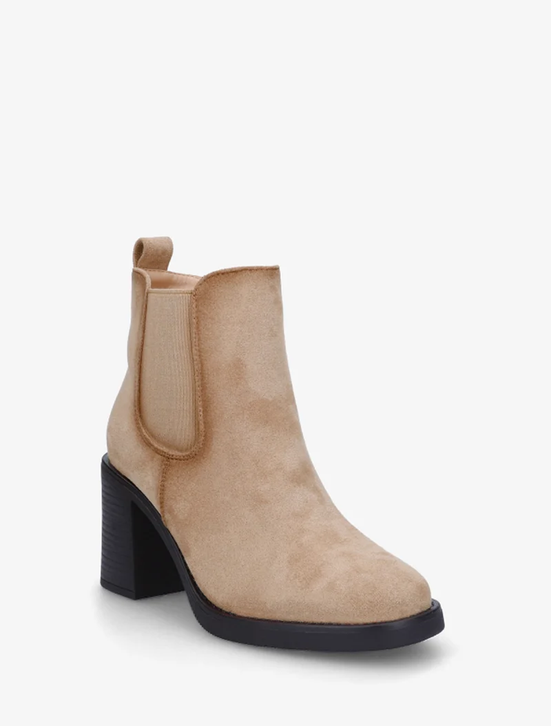 Bottines élastiquées en suédine - Taupe