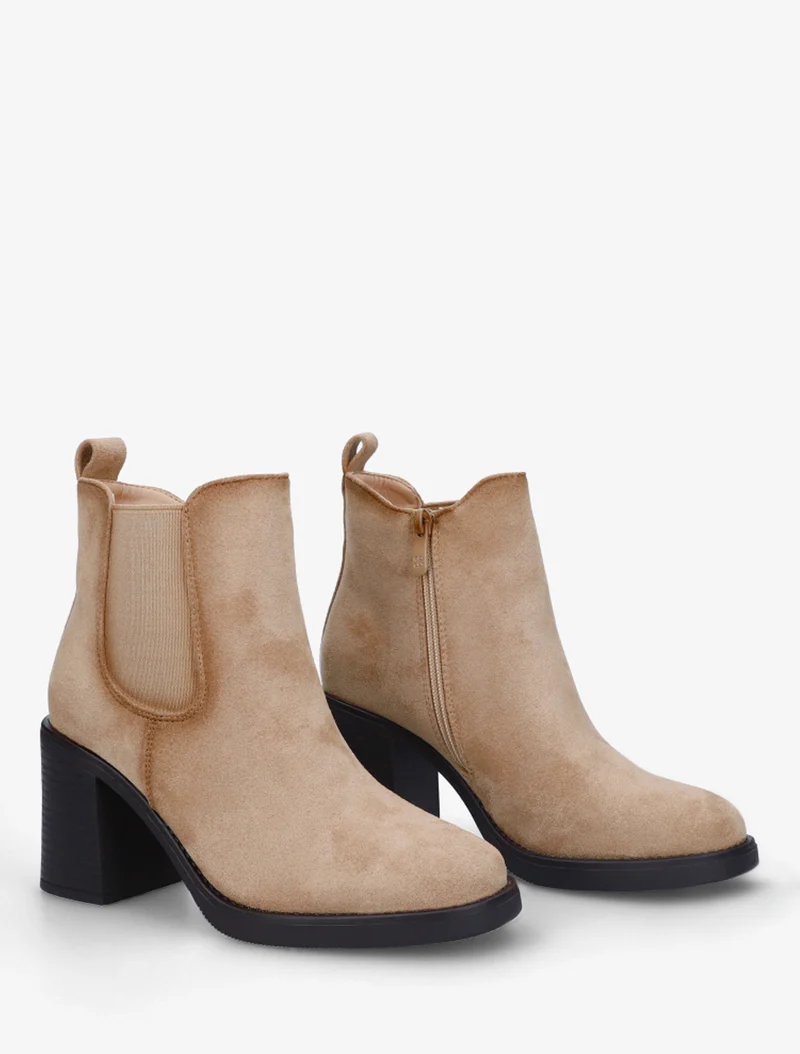 Bottines élastiquées en suédine - Taupe