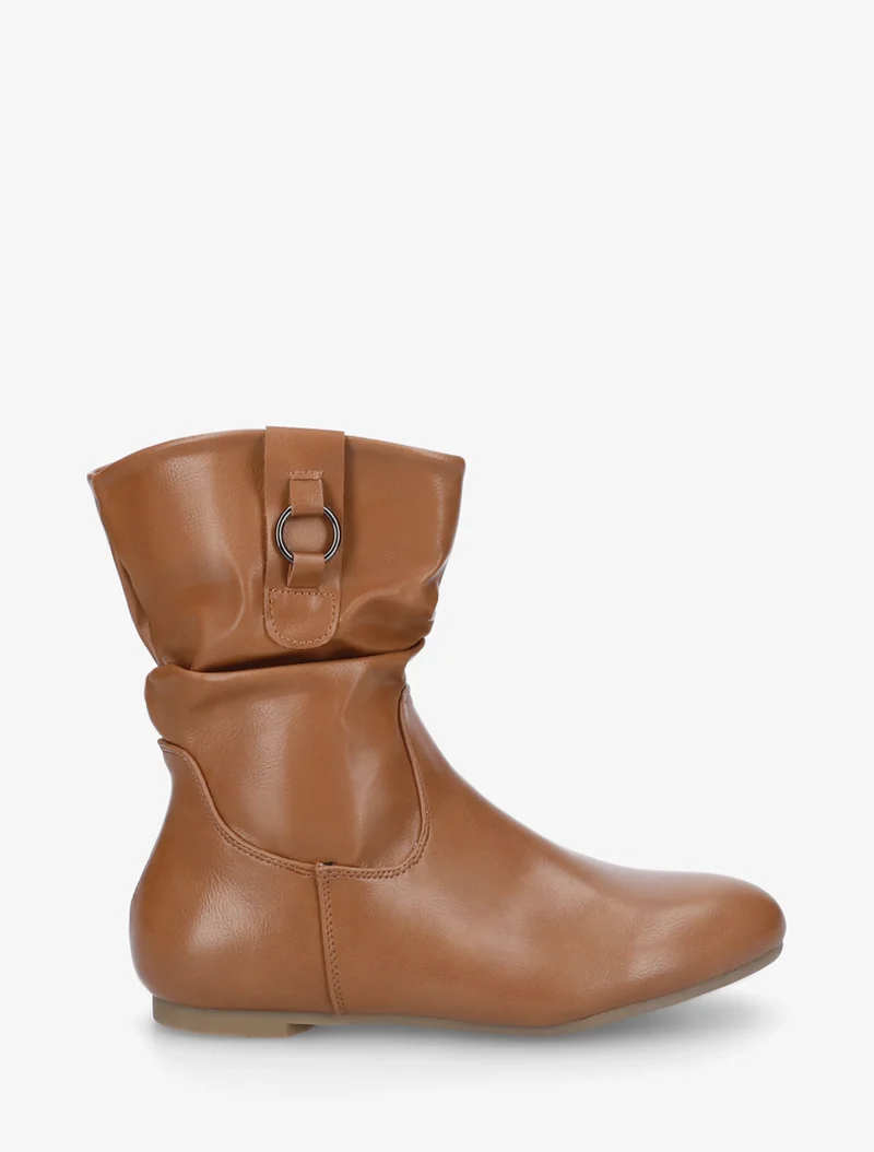 Bottines montantes effet froncé - Camel