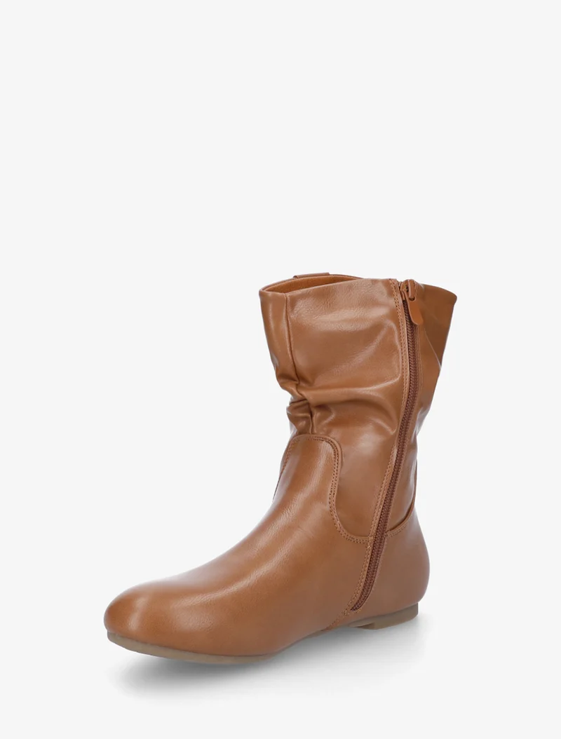 Bottines montantes effet froncé - Camel