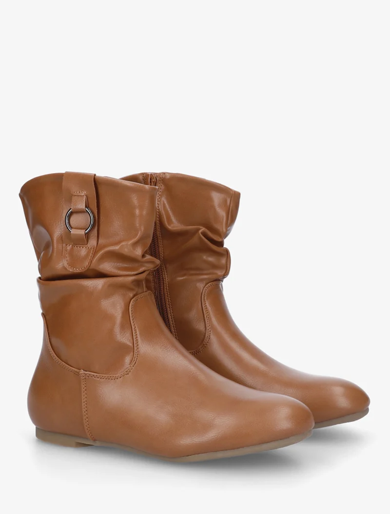 Bottines montantes effet froncé - Camel