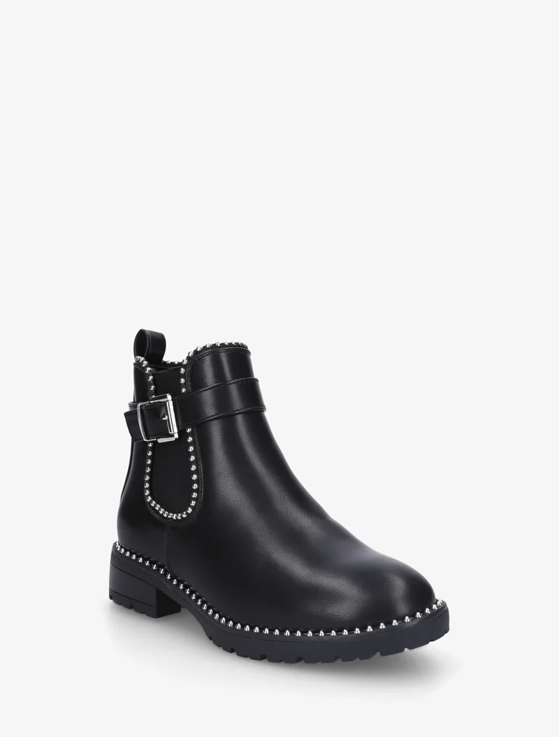 Bottines élastiquées et cloutées en simili - Noir