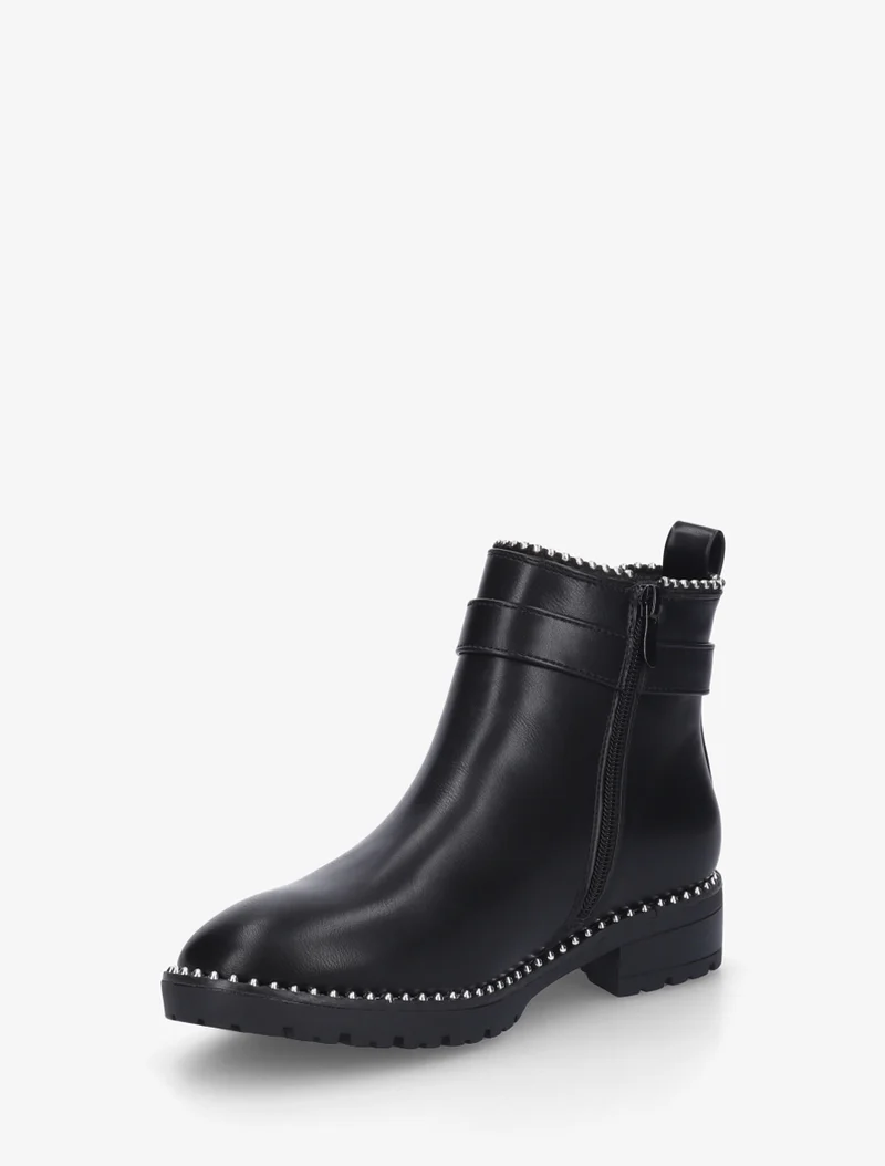 Bottines élastiquées et cloutées en simili - Noir
