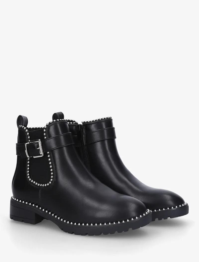 Bottines élastiquées et cloutées en simili - Noir