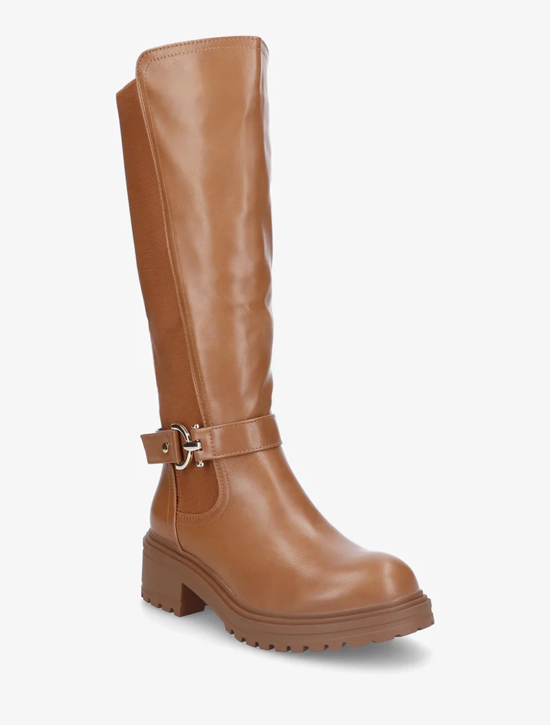 Bottes à boucle et semelle crantée - Camel