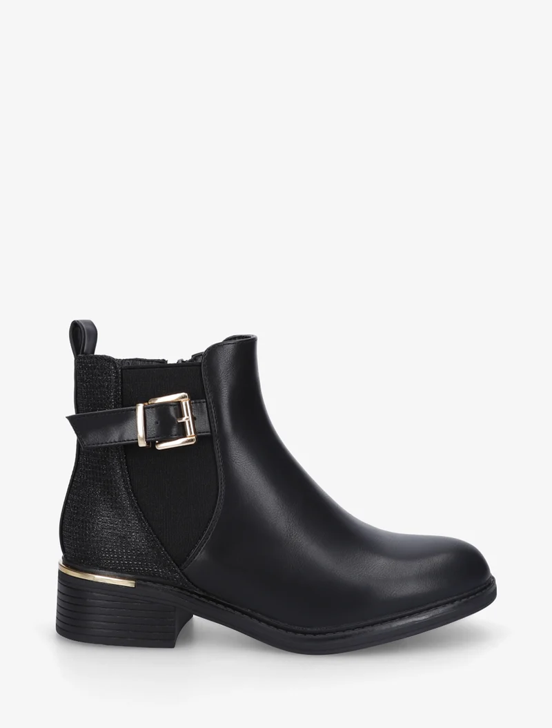 Bottines élastiquées à contrefort pailleté - Noir